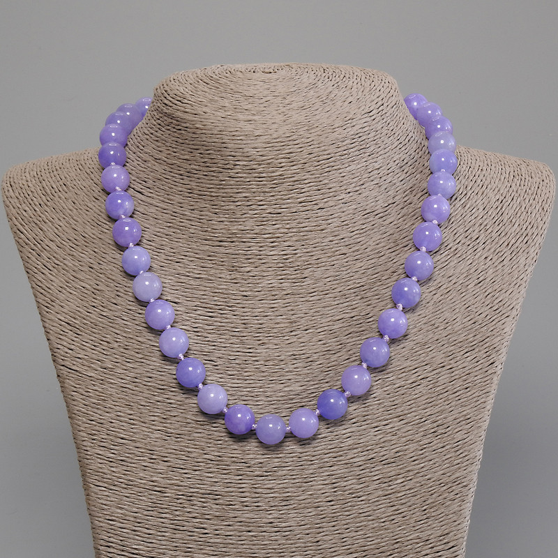 Aquamarine Necklace, Smooth Round Bead, Diameter 10mm+-, Length 50cm+- with Clasp