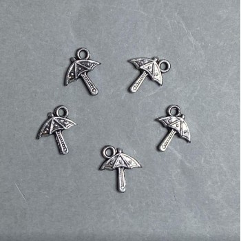 CLEARANCE! 0.5kg Pack, Umbrella Charm Findings, plastic, dark silver colour, size 18x16x3mm+/- hole diameter 3mm+