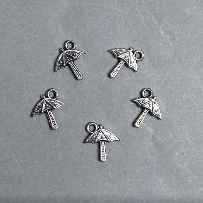 CLEARANCE! 0.5kg Pack, Umbrella Charm Findings, plastic, dark silver colour, size 18x16x3mm+/- hole diameter 3mm+
