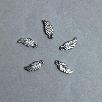CLEARANCE! 0.5kg Pack, Leaf Charm Findings, plastic, dark silver colour, size 17x7x3mm+/- hole diameter 2mm+