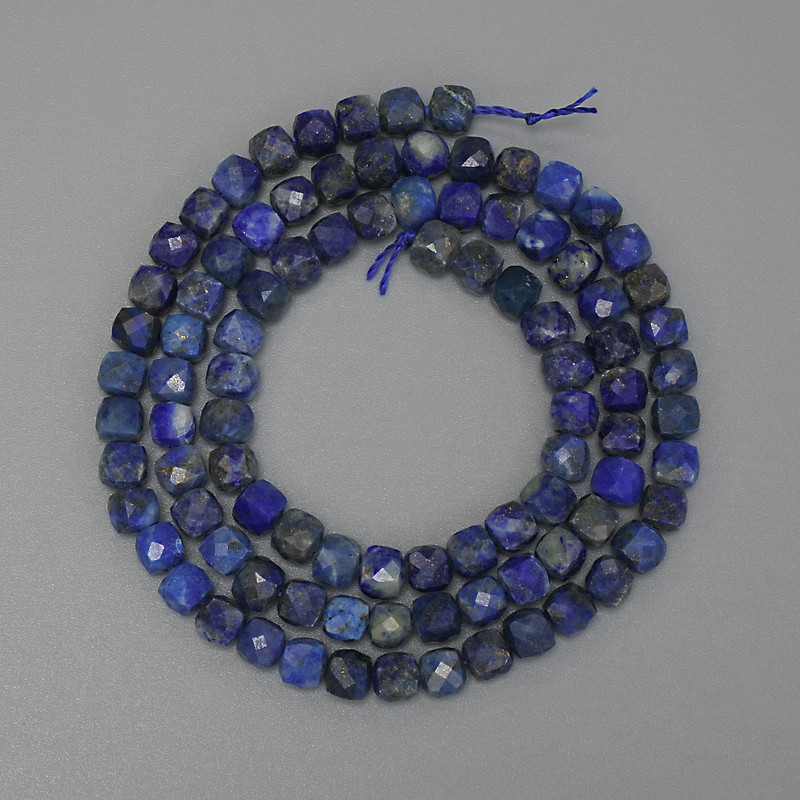 Lapis Lazuli Faceted Cube Beads, Diameter 4x4mm+-, Length 39cm+- on a Strand