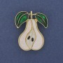 Pear Brooch Pendant Enamel Gold-Tone Metal 40x33mm+