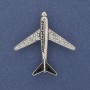 "Aeroplane" Brooch White Rhinestones Silver-Tone Metal 43x40mm+