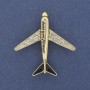 "Aeroplane" Brooch White Rhinestones Gold-Tone Metal 43x40mm+