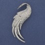 Brooch Firebird with white rhinestones silver-toned metal 60x37mm+