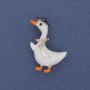 Brooch Goose Colourful enamel White crystals Gold-toned metal 40×23mm+