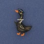 Goose Brooch Coloured Enamel White Rhinestones Gold-Tone Metal 40x23mm+