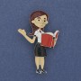 "Teacher" Brooch Coloured Enamel Silver-Tone Metal 52x33mm+