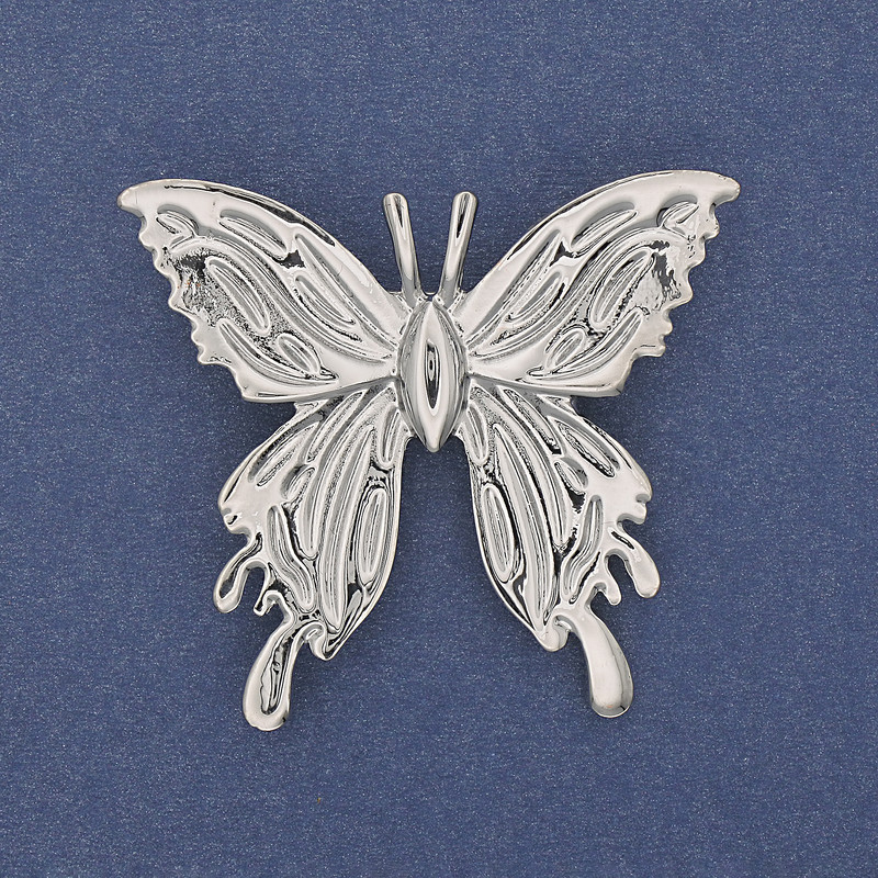 "Butterfly" Brooch Silver-Tone Metal 45x42mm+