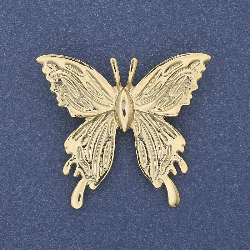 "Butterfly" Brooch Gold-Tone Metal 45x42mm+