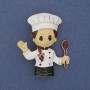 Chef Brooch Coloured Enamel Gold-Tone Metal 45x38mm+