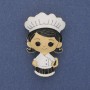 Chef Brooch Colour Enamel Gold-Toned Metal 46x27mm+