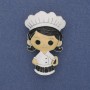 Chef Brooch Colour Enamel Silver-Toned Metal 46x27mm+