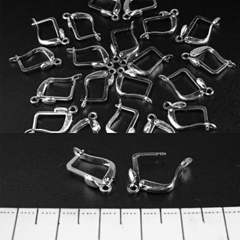 Earring Findings Jump Ring English Lock "Drop" 50 +-pairs 14x10mm + - silvered metal