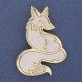 Brooch-Pendant Fox White Pearl Colour Gold-Toned Metal 56x38mm+
