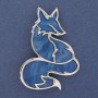 Fox Brooch Pendant Blue Pearlescent Silver-Tone Metal 56x38mm+