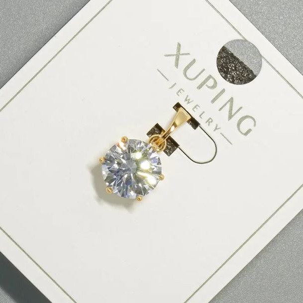 Xuping Pendant with White Crystal, Diameter 9mm+/-, Length 17mm+/- 18K Gold Plated