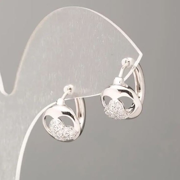 Xuping Earrings with White Rhinestones, diameter 11mm Rhodium