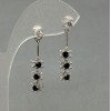 Xuping Earrings with Black Zircons, length 30mm+-, thickness 6mm+- rhodium