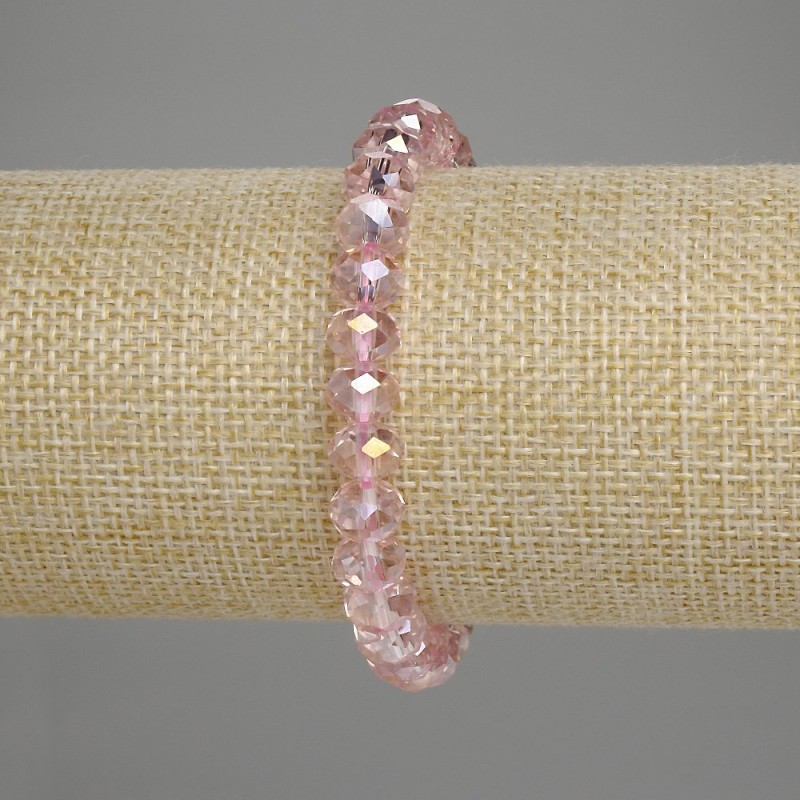 Bracelet Czech Crystal Faceted Rondelle 8x6mm+-, length 18cm stretch