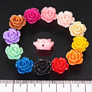 Assorted Rose Beads Set, Through-Hole, 13mm, Pack 9g, 20pcs+