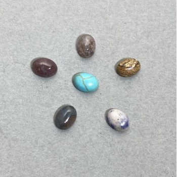 Cabochon Findings Assorted (Turquoise, Jasper, Agate, Sodalite) 8x6mm+- 6pcs