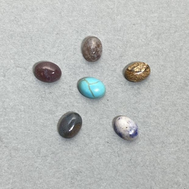 Cabochon Findings Assorted (Turquoise, Jasper, Agate, Sodalite) 8x6mm+- 6pcs