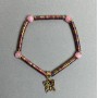 Hematite Wave Bracelet 4x2mm+- Pink Quartz (Synthetic) Bead 6mm+-, length 18cm stretch