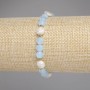 Aquamarine Bracelet Faceted Coin 6mm+- Freshwater Pearls 7-8x7-7.5mm+- Hematite Bead 2mm+-, length 18cm stretch