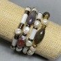 Bracelet Set Pearls 7-9x7-8mm Jasper Grain 20x10mm+- Hematite Rondelle 6mm+- Mother-of-Pearl Cylinder 13x6mm+-, length 18cm stretch