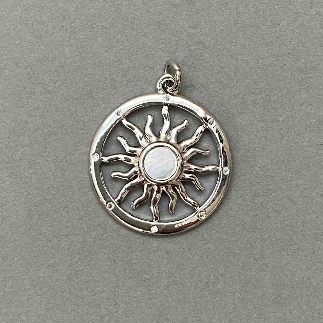Star Pendant White Rhinestones Mother-of-Pearl Silver-tone Metal, diameter 20mm+-, length 27mm+