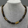 Tiger Eye Necklace, Cylinder 17x8mm+/-, Length 50cm+/-, with Clasp