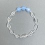 Rock Crystal Twisted Oval Bracelet, Diameter 12x8x4mm+, Aquamarine Faceted Grain 10x8.5mm+, Length 18cm, Stretch