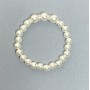 White Majorca Acrylic Pearl Bracelet, diameter 8mm+/-10mm + rhinestone inlays, length 18cm stretch