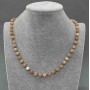 Selenite Necklace, smooth round beads, diameter 6.5(+/-)mm, length 45cm+/- with clasp