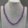 Amethyst Necklace, round beads, diameter 6.5mm+/-, length 45cm+/- with clasp