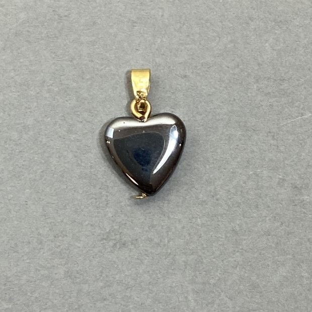 Hematite Heart Pendant, 19x12mm+