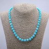 Natural Larimar Necklace, Smooth Round Beads, Diameter 8+-mm, Length 46cm+