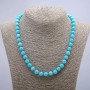 Natural Larimar Necklace, Smooth Round Beads, Diameter 8+-mm, Length 46cm+