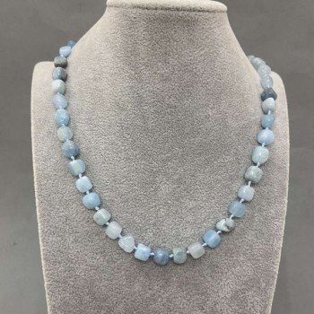 Aquamarine Bead Necklace, faceted, diameter 7-9×7-7, 5mm ±, length 50cm ± with clasp