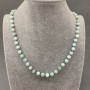 Natural Larimar Necklace, Smooth Round Beads, Diameter 6+-mm, Length 45cm+- with Clasp