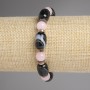 Bracelet, Rose Quartz Bead 8mm+- Agate Barrel 14x10mm+- Hematite Rondelle 6x2mm+-, length 18cm+- Stretch