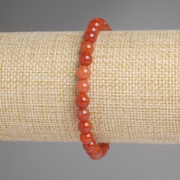 Bracelet, Carnelian Smooth Bead, diameter 6mm+-, length 18cm+- Stretch