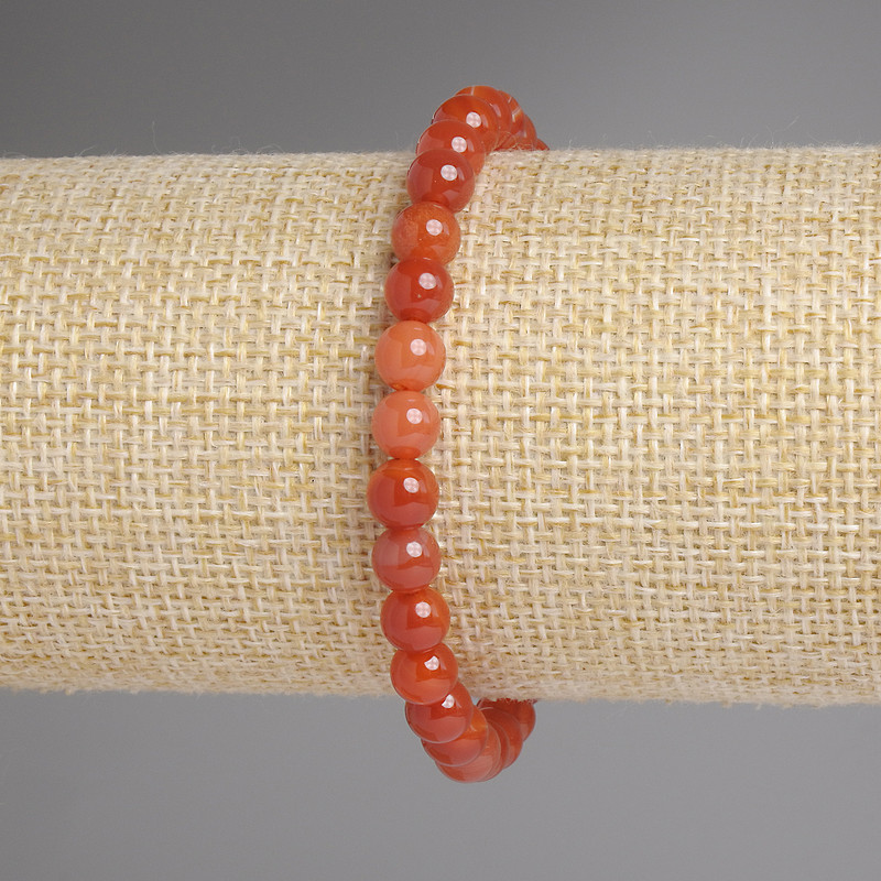 Bracelet, Carnelian Smooth Bead, diameter 6mm+-, length 18cm+- Stretch