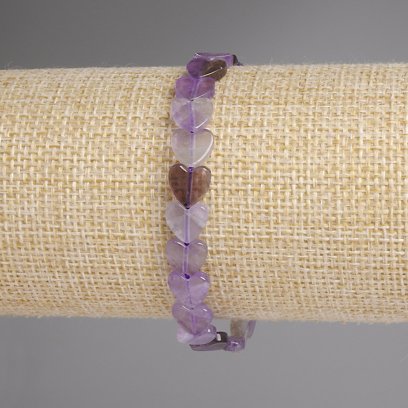 Amethyst Heart Bracelet 8mm+/-, length 18cm+/- stretch