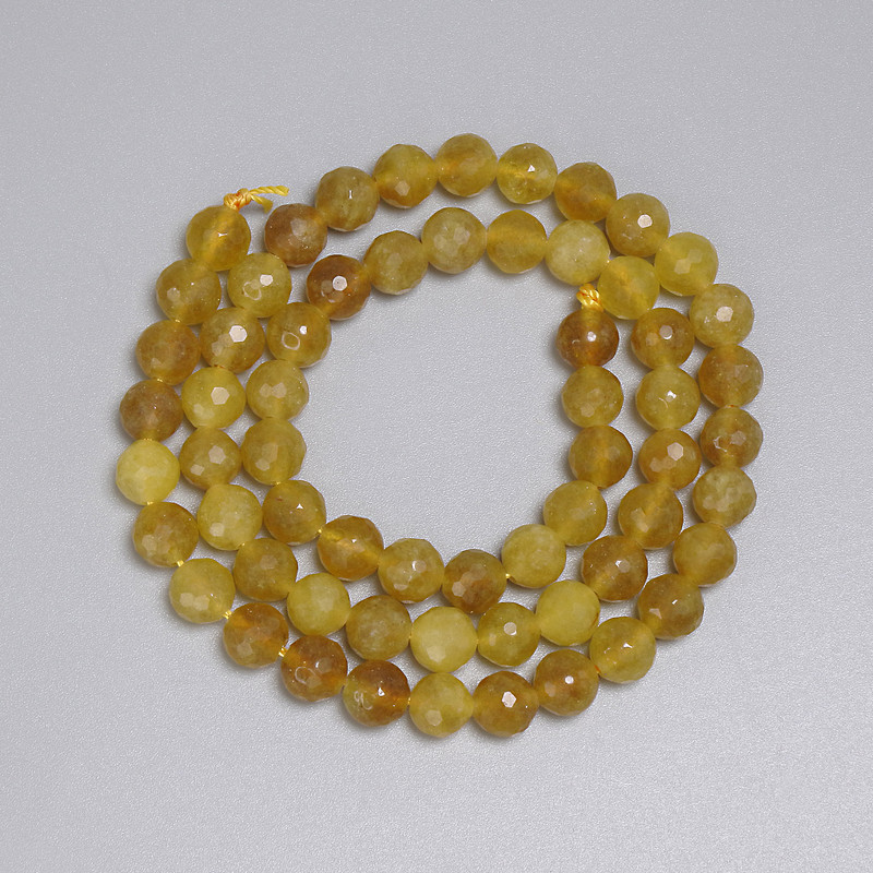 Yellow Quartz Faceted Round Beads 6mm+/-, length 38cm+/- strand