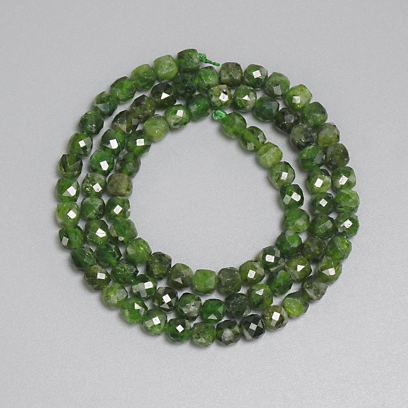 Diopside Faceted Cube Beads 4x4mm+/-, length 38cm+/- strand