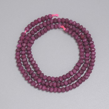 Ruby Beads Faceted Rondelle 4x3mm+-, 39cm+- Length on Thread