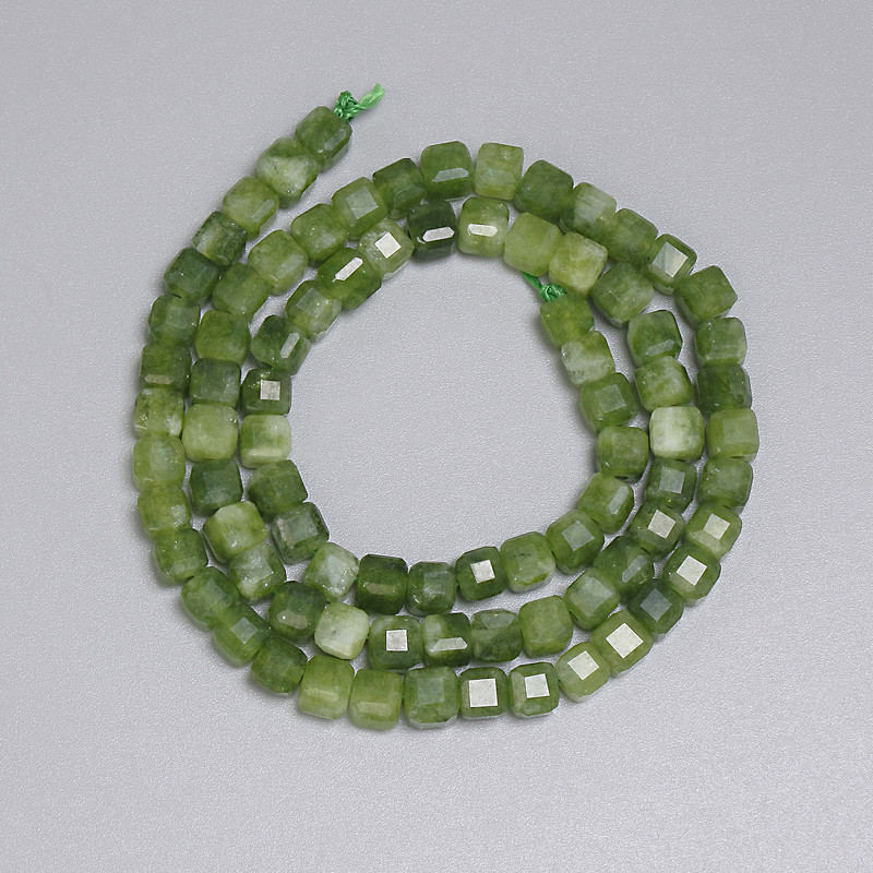Jadeite Faceted Cube Beads 4.5x4.5mm+/-, length 37cm+/- strand