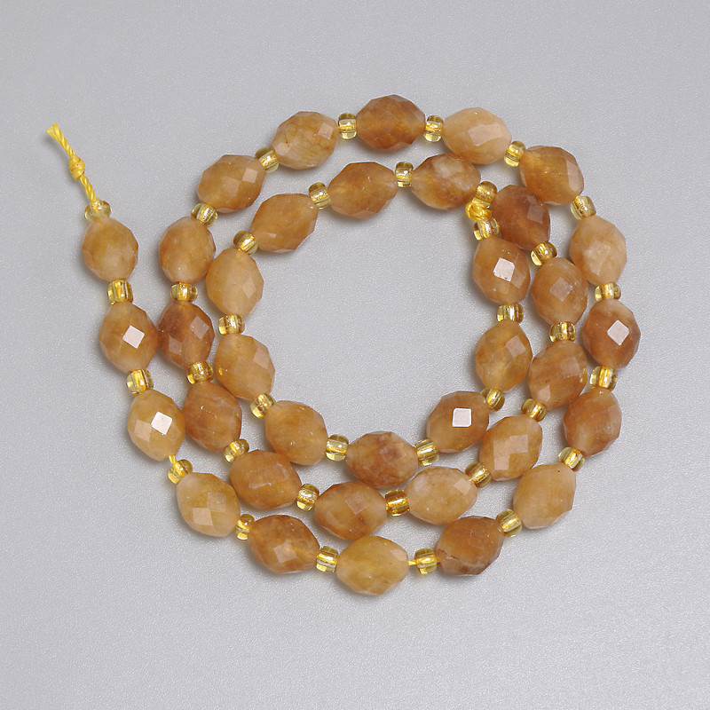 Citrine Beads Faceted Grain 8x6.5mm+/-, seed beads 3mm+/-, length 37cm+/- on a thread